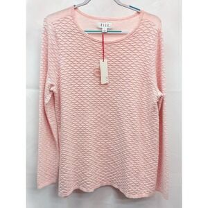 CD106 NWT Elle Pink & Silver Shimmer Textured Sweater Sz XL